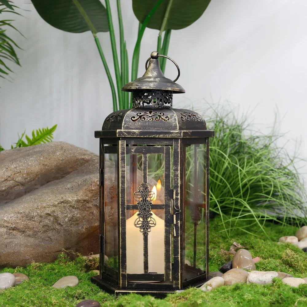 Vintage Nordic Candle Holder Lanterns Metal Hanging Lantern Iron Lantern Decorative Lanterns Home Decor Wedding Room Decoration