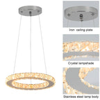 Modern Led  Pendant Light Luxury Crystal Rings Dimmable Chandelier Hanging Lustre Ceiling Lamp Living Dining Room Decor Fixture