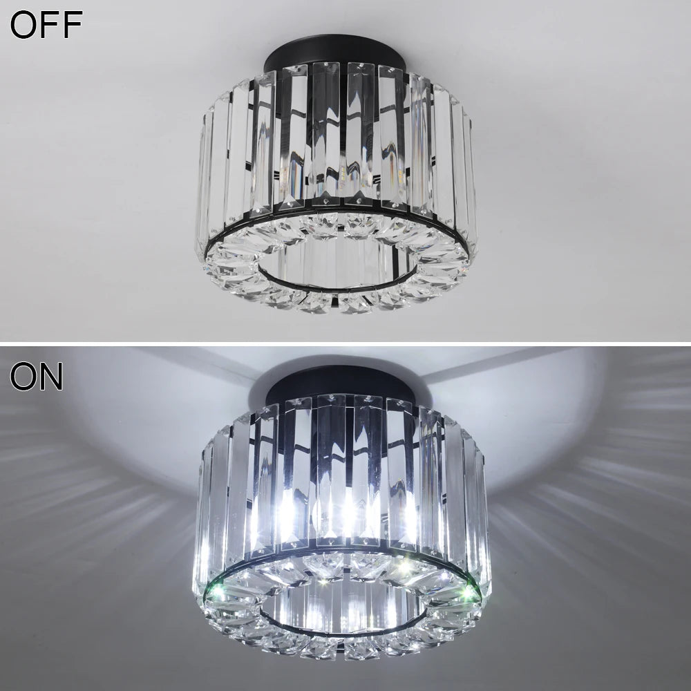 Modern Crystal Ceiling Light Flush Mount Ceiling Chandeliers Lamp LED Bedroom Corridor Entrance Lighting Fixtures E27 Gold Black