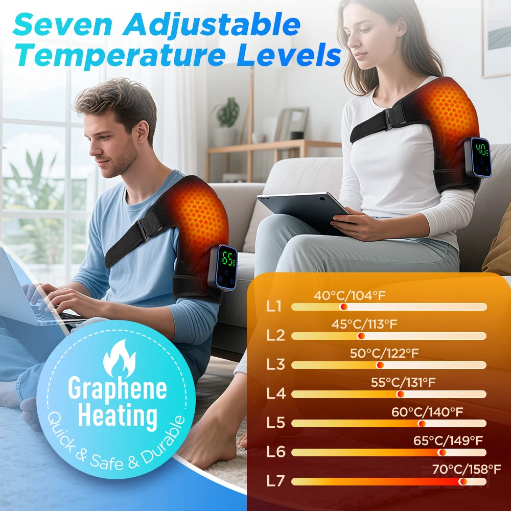 Electric Heating Shoulder Massager Vibration Massage Shoulder Steamer Brace Support Belt Knee Shoulder Muscle Relaxer Heated Pad