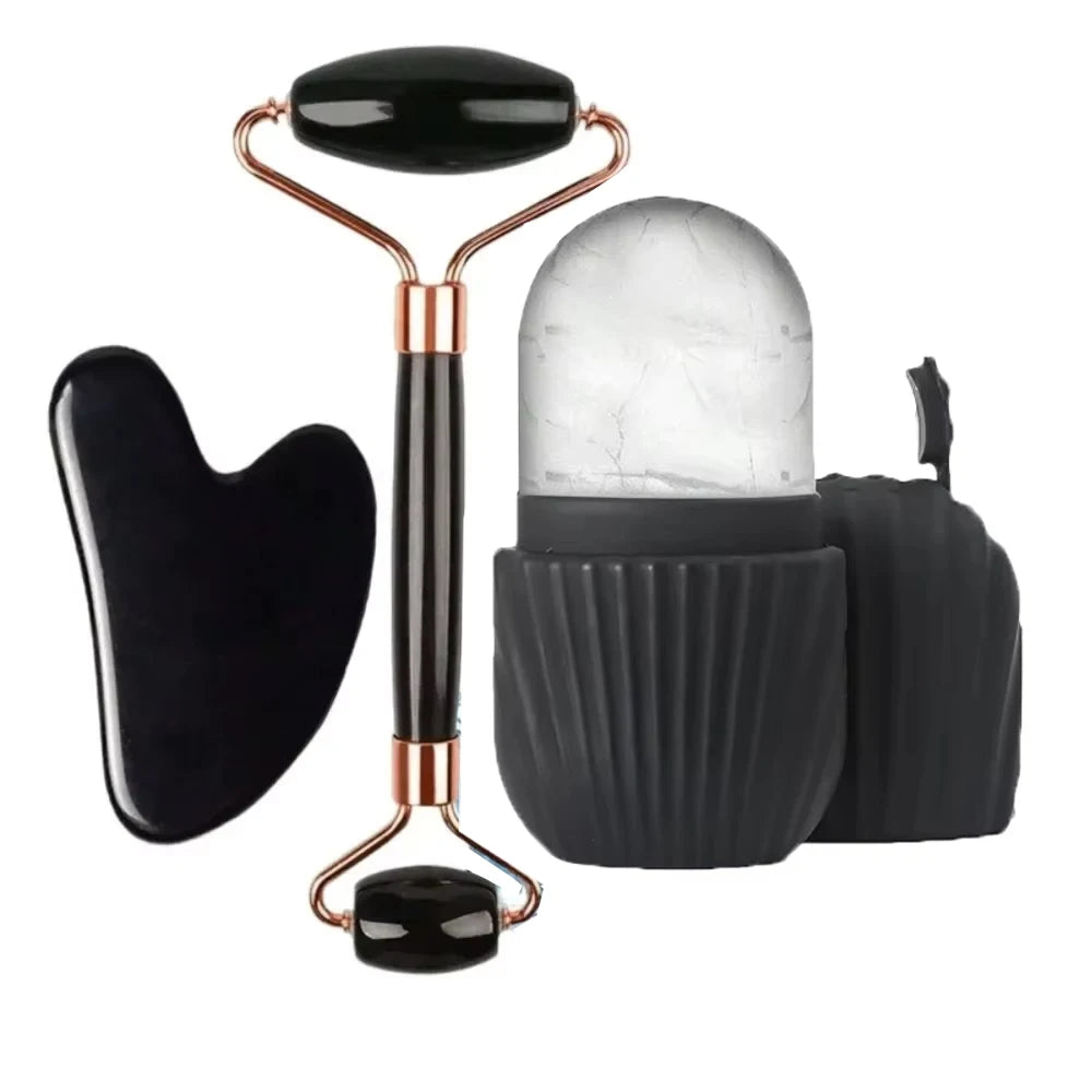 3Pcs Face Massager Kit Ice Face Roller Gua Sha Board Facial Massage Roller  Face Lifting Contouring Tools Beauty Skin Care Tools
