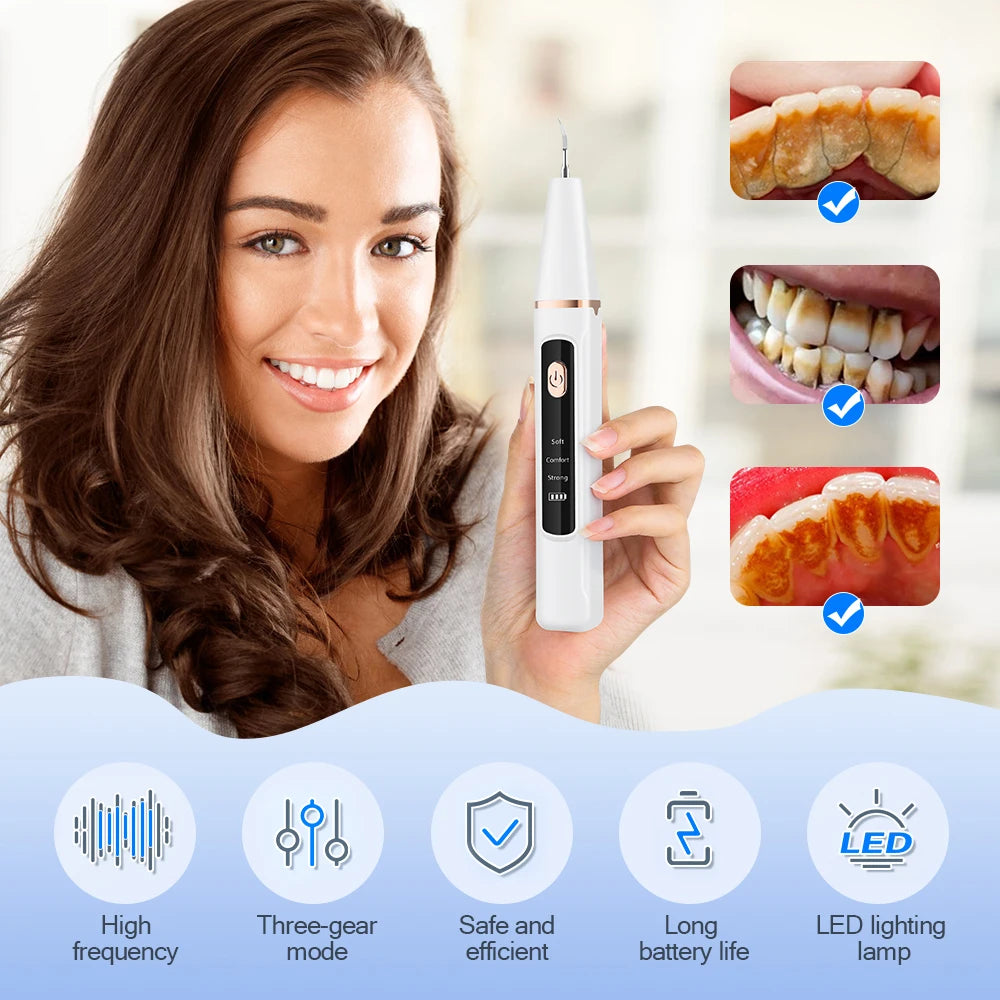 Electric Ultrasonic Teeth Tartar Cleaner Dental Scaler Tool for Oral Care Teeth Whitening Stain & Plaque Removal