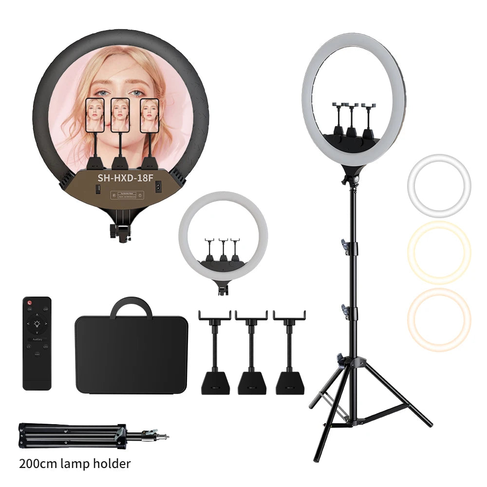 SH Upgrade 18inch Ring Light  Selfie LED Video Lamp With Tripod Stand Phone Clip For YouTube Live Light Photo Photography Studio