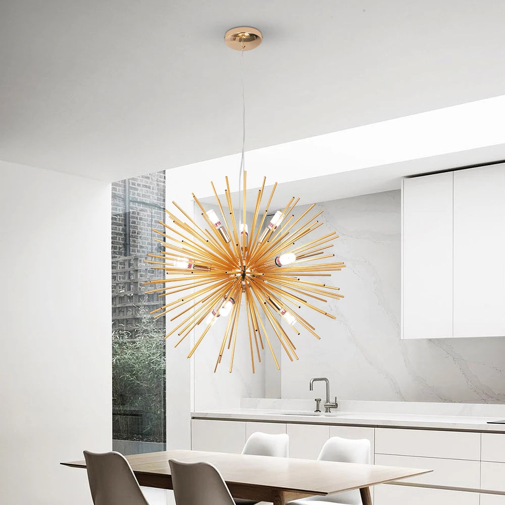 Led Firework Gold Chandelier Modern Pendant Light Ceiling Lamp Dining Room Kitchen Island Nordic Luminaire Home Decor Fixture