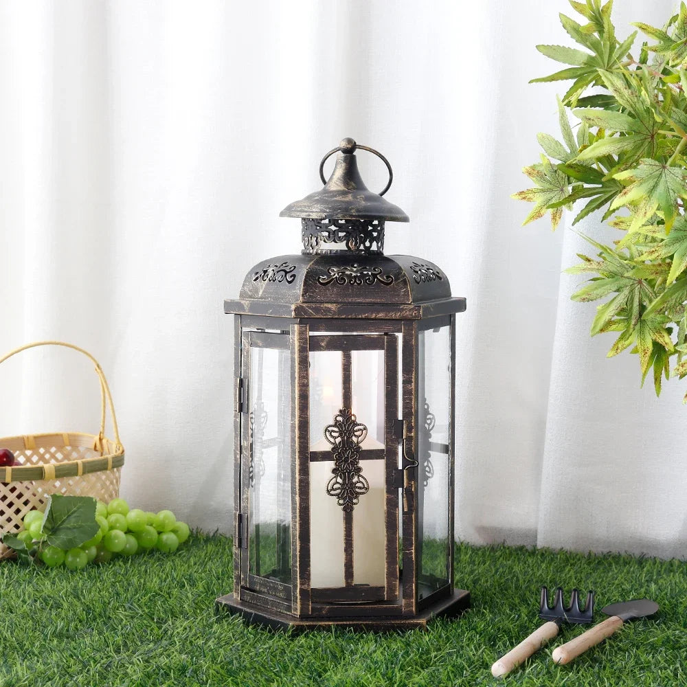 Vintage Nordic Candle Holder Lanterns Metal Hanging Lantern Iron Lantern Decorative Lanterns Home Decor Wedding Room Decoration