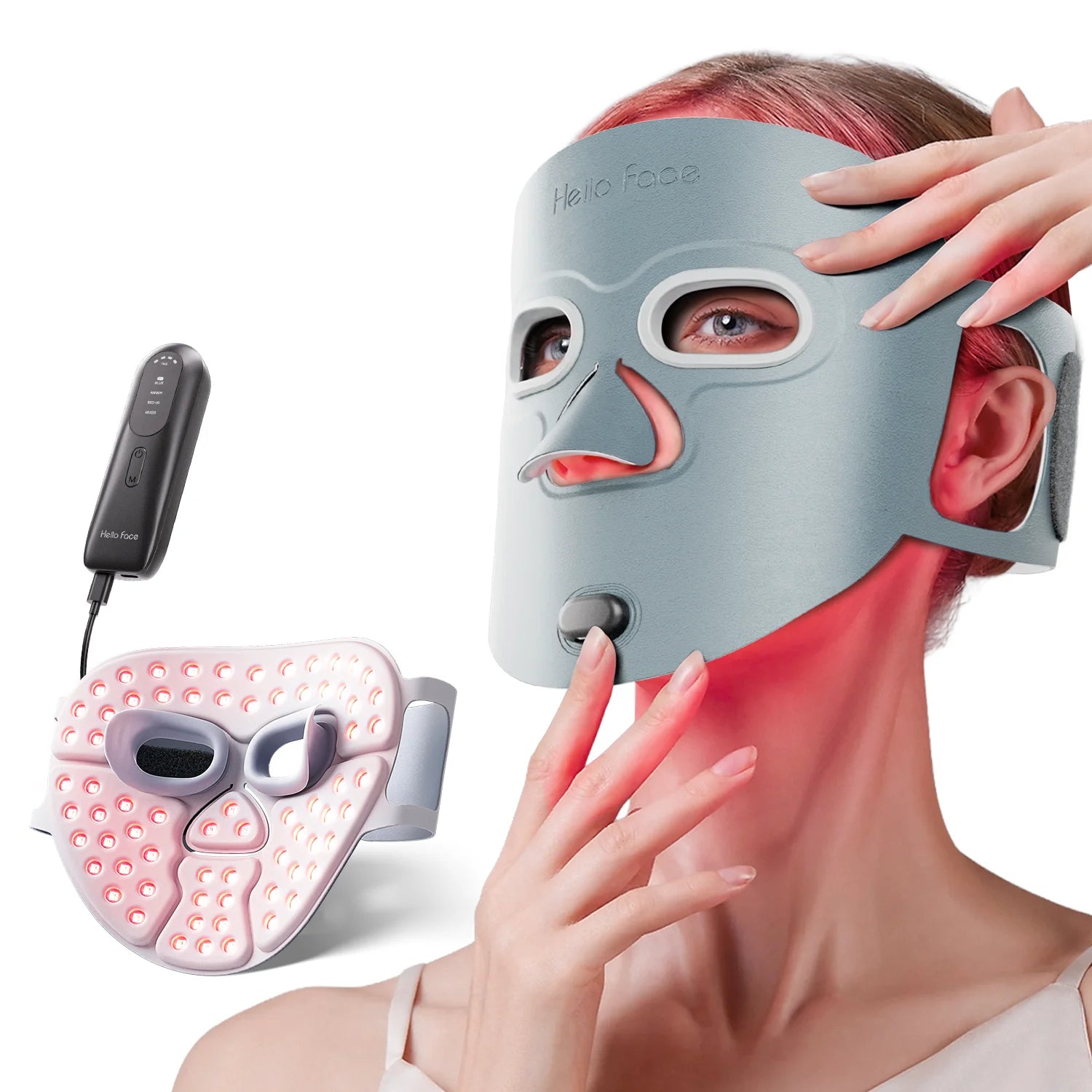 Red Light Therapy for Face Wireless Face Mask Light Therapy 850nm Infrared & Red Light Masks 3000mAh Rechargeable ,3D Facial Fit