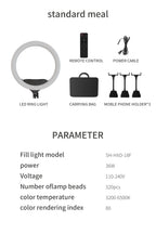 SH Upgrade 18inch Ring Light  Selfie LED Video Lamp With Tripod Stand Phone Clip For YouTube Live Light Photo Photography Studio
