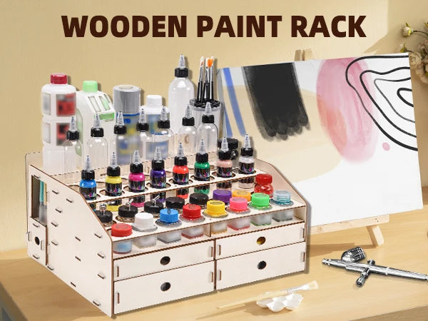 OPHIR Wood Paint Rack with Marker Pen Storage Rack Artist Supply Paint Rack Stand for Miniature Model Paint Acrylic Paint MG062