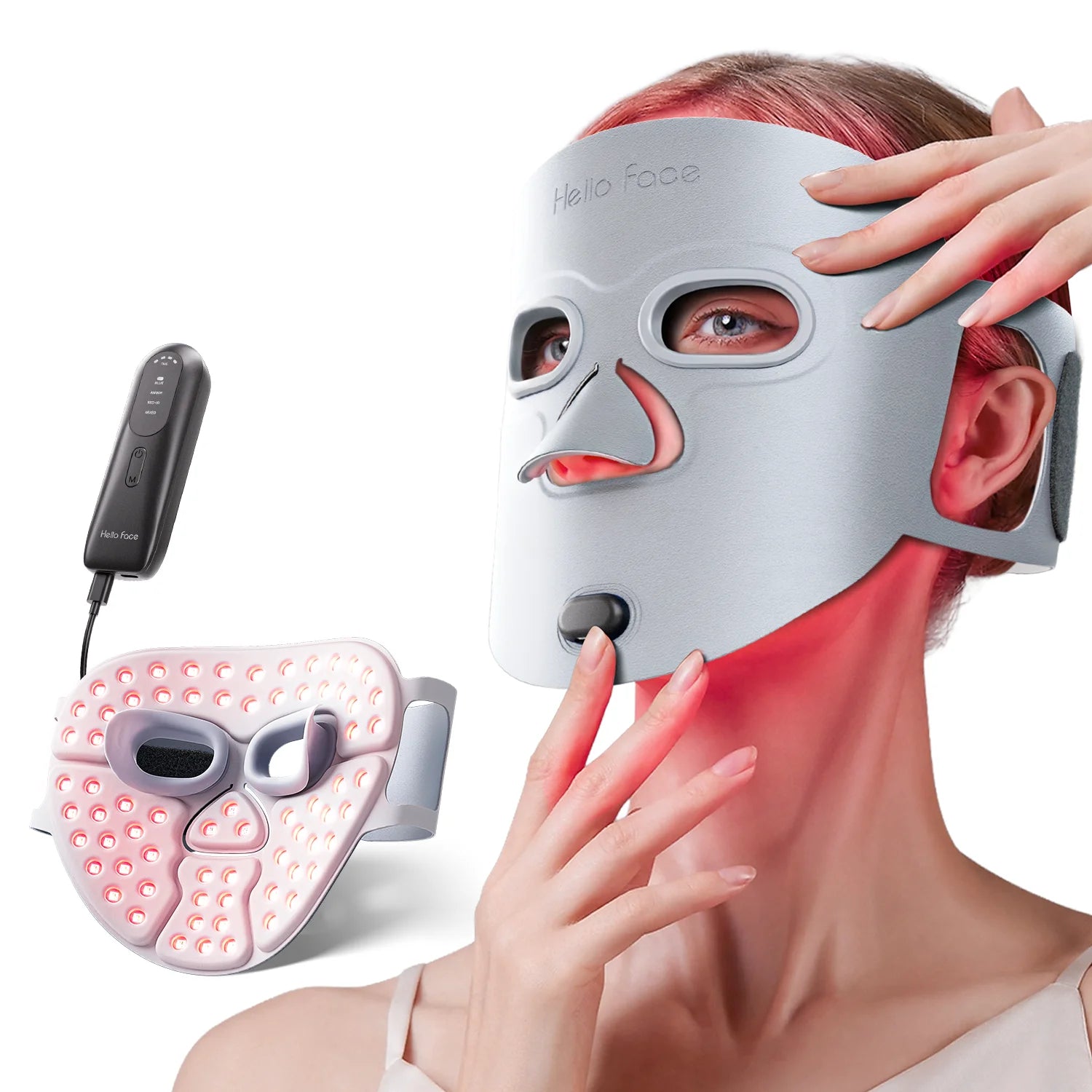 Red Light Therapy for Face Wireless Face Mask Light Therapy 850nm Infrared & Red Light Masks 3000mAh Rechargeable ,3D Facial Fit