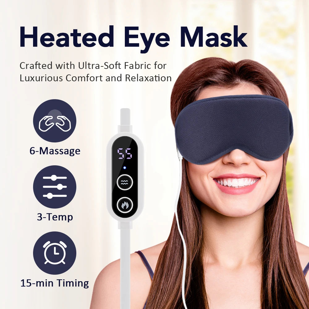 Electric Eye Massager Hot Compress Stress Relief Heating Vibration Massage Connect Music Relax Foldable Eye Care Smart Glasses
