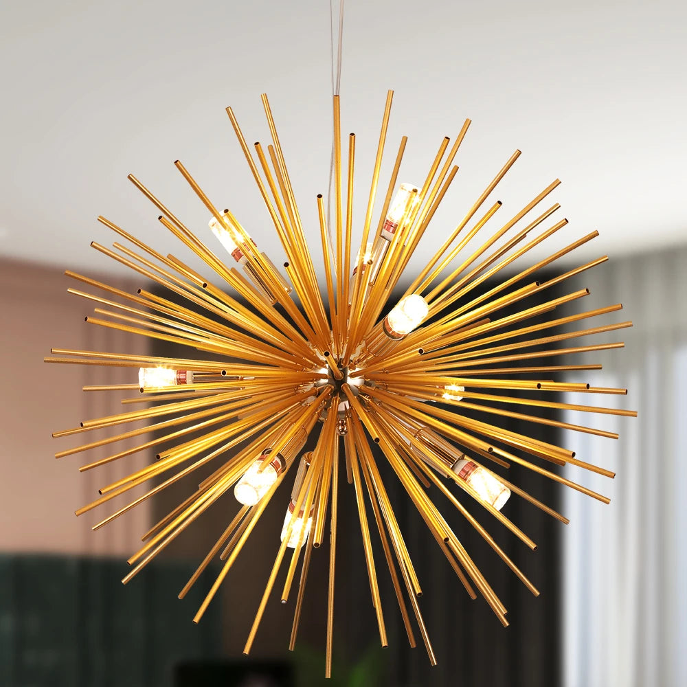 Led Firework Gold Chandelier Modern Pendant Light Ceiling Lamp Dining Room Kitchen Island Nordic Luminaire Home Decor Fixture