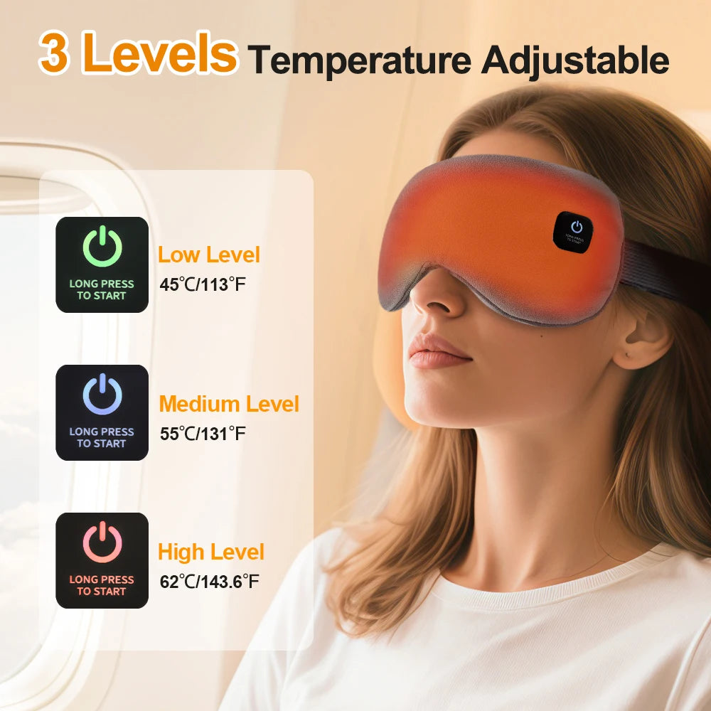 Electric Eye Massager Hot Compress Stress Relief Heating Vibration Massage Connect Music Relax Foldable Eye Care Smart Glasses