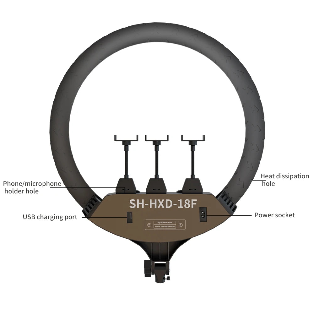 SH Upgrade 18inch Ring Light  Selfie LED Video Lamp With Tripod Stand Phone Clip For YouTube Live Light Photo Photography Studio
