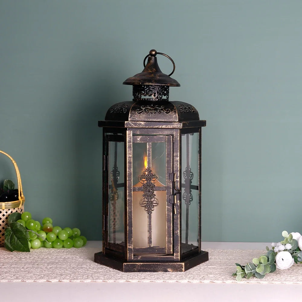 Vintage Nordic Candle Holder Lanterns Metal Hanging Lantern Iron Lantern Decorative Lanterns Home Decor Wedding Room Decoration