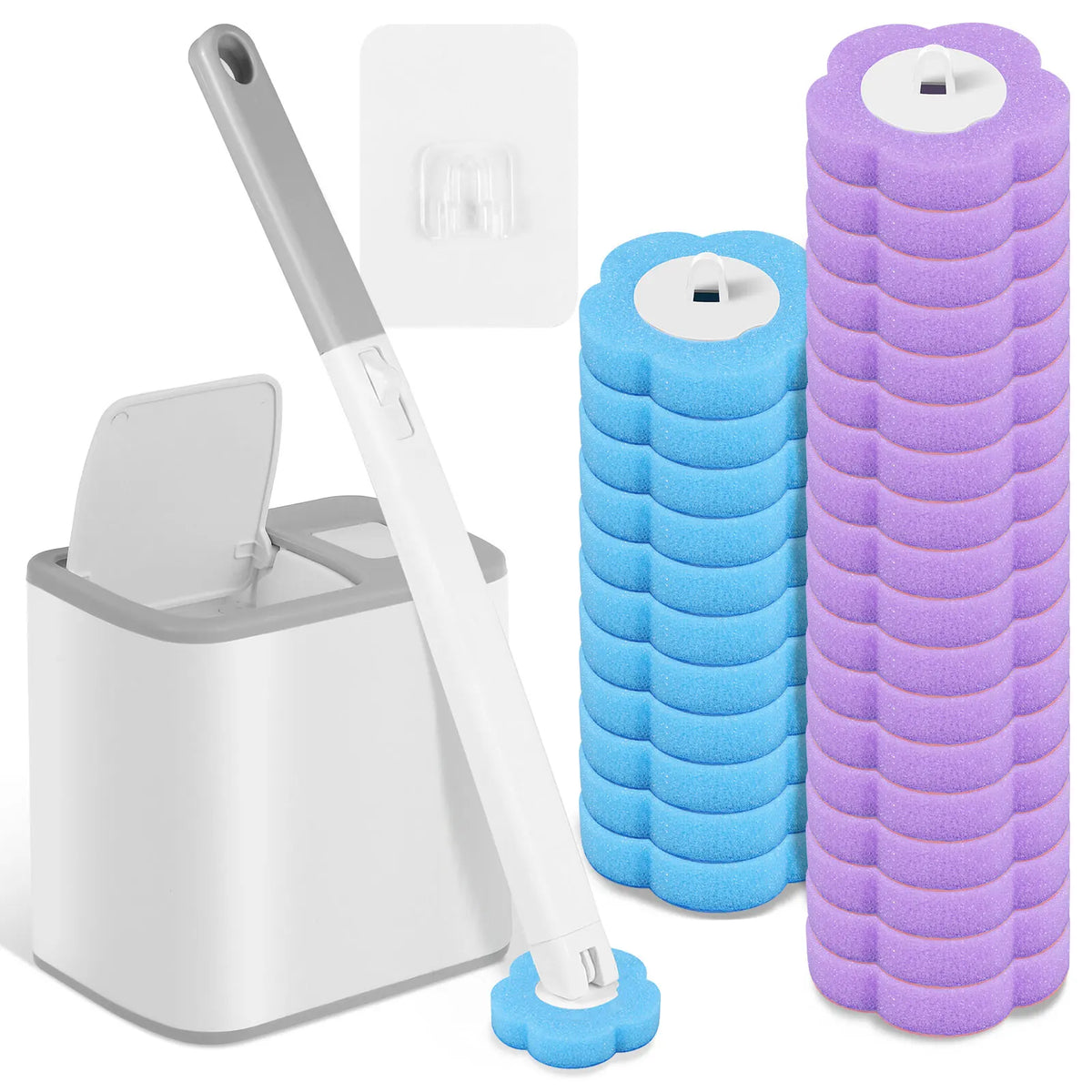 Toilet Brush and Holder Set with Disposable Refills Replacement Head Cleaning Kit Bathroom Cleaning Brush WC Accessories Tool