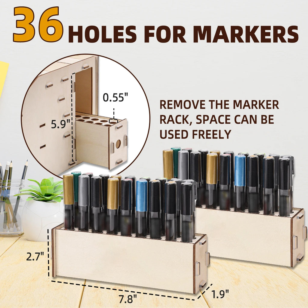 OPHIR Wood Paint Rack with Marker Pen Storage Rack Artist Supply Paint Rack Stand for Miniature Model Paint Acrylic Paint MG062