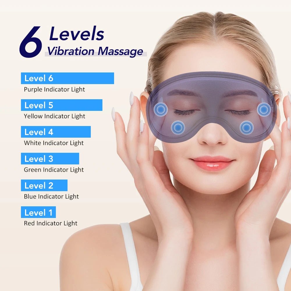 Electric Eye Massager Hot Compress Stress Relief Heating Vibration Massage Connect Music Relax Foldable Eye Care Smart Glasses