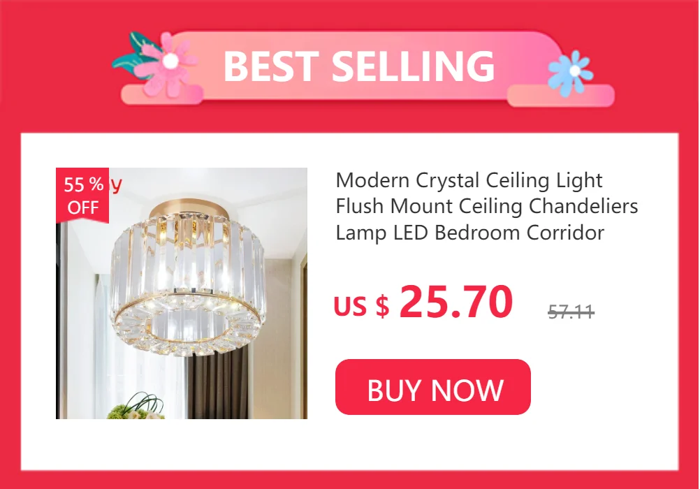 Modern Crystal Ceiling Light Flush Mount Ceiling Chandeliers Lamp LED Bedroom Corridor Entrance Lighting Fixtures E27 Gold Black