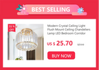 Modern Crystal Ceiling Light Flush Mount Ceiling Chandeliers Lamp LED Bedroom Corridor Entrance Lighting Fixtures E27 Gold Black