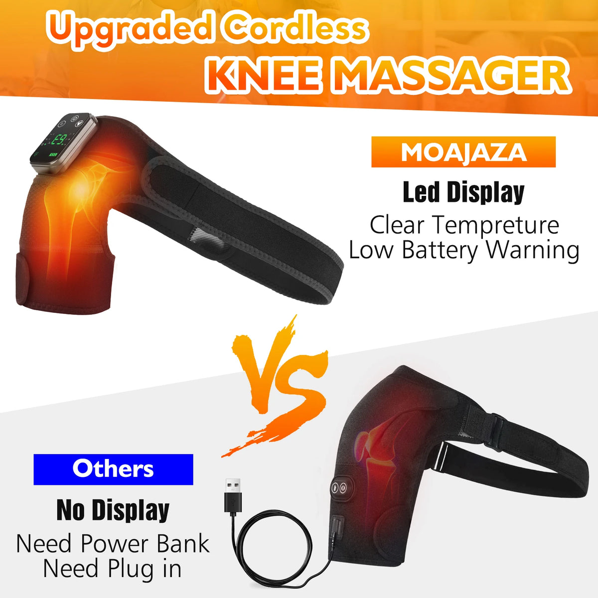 Thermal Knee Massager 3 in 1 Shoulder Knee Elbow Heating Massage Support Brace Rechargeable Vibration Pad Machine Muscle Relax
