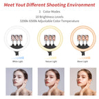 SH Upgrade 18inch Ring Light  Selfie LED Video Lamp With Tripod Stand Phone Clip For YouTube Live Light Photo Photography Studio