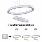 Modern Led  Pendant Light Luxury Crystal Rings Dimmable Chandelier Hanging Lustre Ceiling Lamp Living Dining Room Decor Fixture
