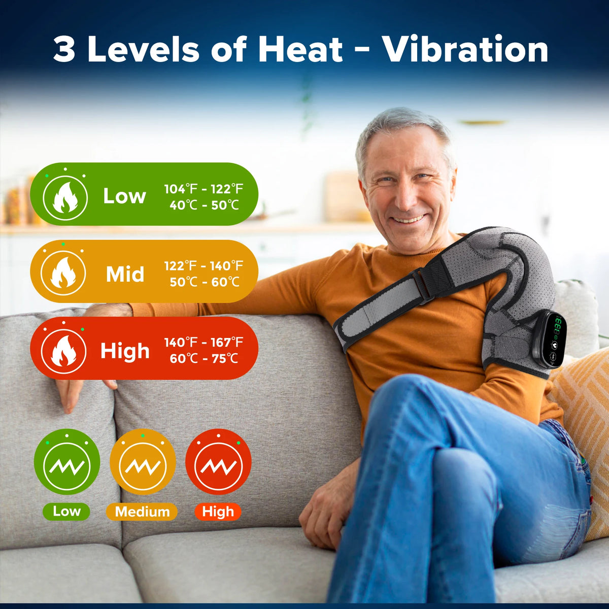 Electric Heating Shoulder Massager Vibration Massage Shoulder Steamer Brace Support Belt Knee Shoulder Muscle Relaxer Heated Pad