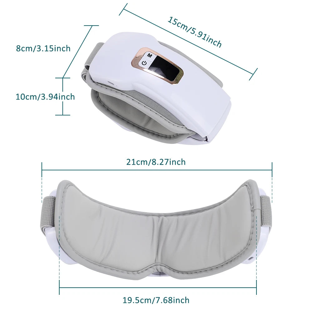 Electric Eye Massager Hot Compress Stress Relief Heating Vibration Massage Connect Music Relax Foldable Eye Care Smart Glasses