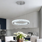 Modern Led  Pendant Light Luxury Crystal Rings Dimmable Chandelier Hanging Lustre Ceiling Lamp Living Dining Room Decor Fixture