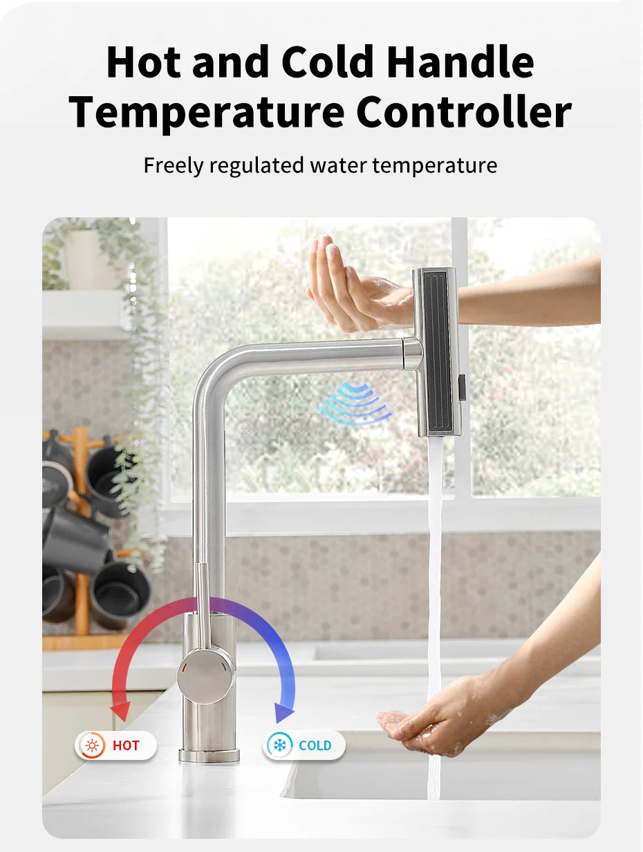 Smart Touch Kitchen Faucets Crane For Sensor Kitchen Water Tap Sink Mixer Rotate Touch Faucet Sensor Water Mixer KH-1005