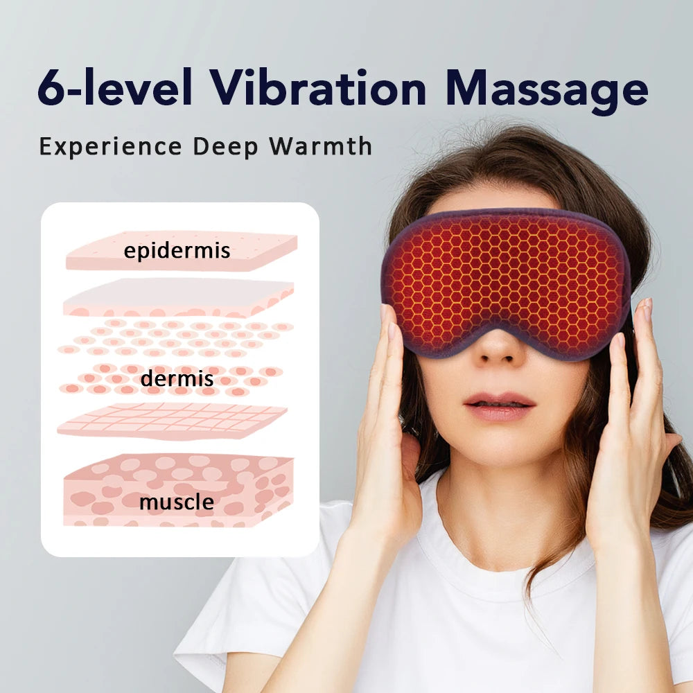 Electric Eye Massager Hot Compress Stress Relief Heating Vibration Massage Connect Music Relax Foldable Eye Care Smart Glasses