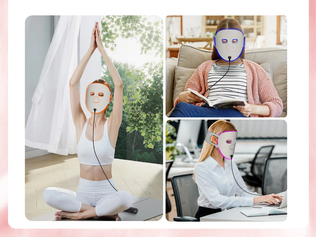 Red Light Therapy for Face Wireless Face Mask Light Therapy 850nm Infrared & Red Light Masks 3000mAh Rechargeable ,3D Facial Fit