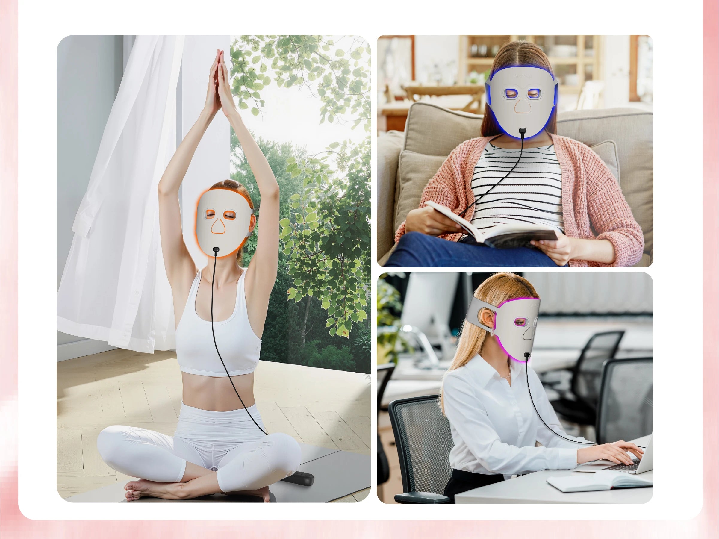 Red Light Therapy for Face Wireless Face Mask Light Therapy 850nm Infrared & Red Light Masks 3000mAh Rechargeable ,3D Facial Fit