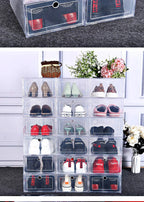 6 Pack Transparent shoe box shoes organizers thickened foldable Dustproof storage box Stackable combined shoe cabinet Sale