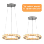 Modern Led  Pendant Light Luxury Crystal Rings Dimmable Chandelier Hanging Lustre Ceiling Lamp Living Dining Room Decor Fixture