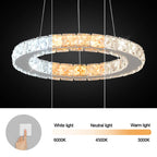 Modern Led  Pendant Light Luxury Crystal Rings Dimmable Chandelier Hanging Lustre Ceiling Lamp Living Dining Room Decor Fixture