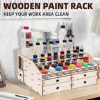 OPHIR Wood Paint Rack with Marker Pen Storage Rack Artist Supply Paint Rack Stand for Miniature Model Paint Acrylic Paint MG062