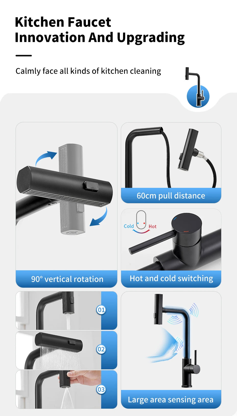 Smart Touch Kitchen Faucets Crane For Sensor Kitchen Water Tap Sink Mixer Rotate Touch Faucet Sensor Water Mixer KH-1005