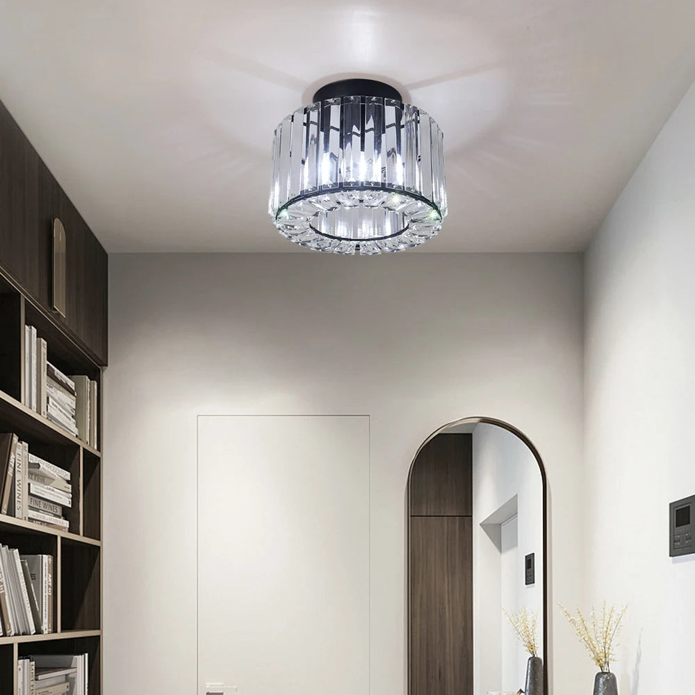 Modern Crystal Ceiling Light Flush Mount Ceiling Chandeliers Lamp LED Bedroom Corridor Entrance Lighting Fixtures E27 Gold Black