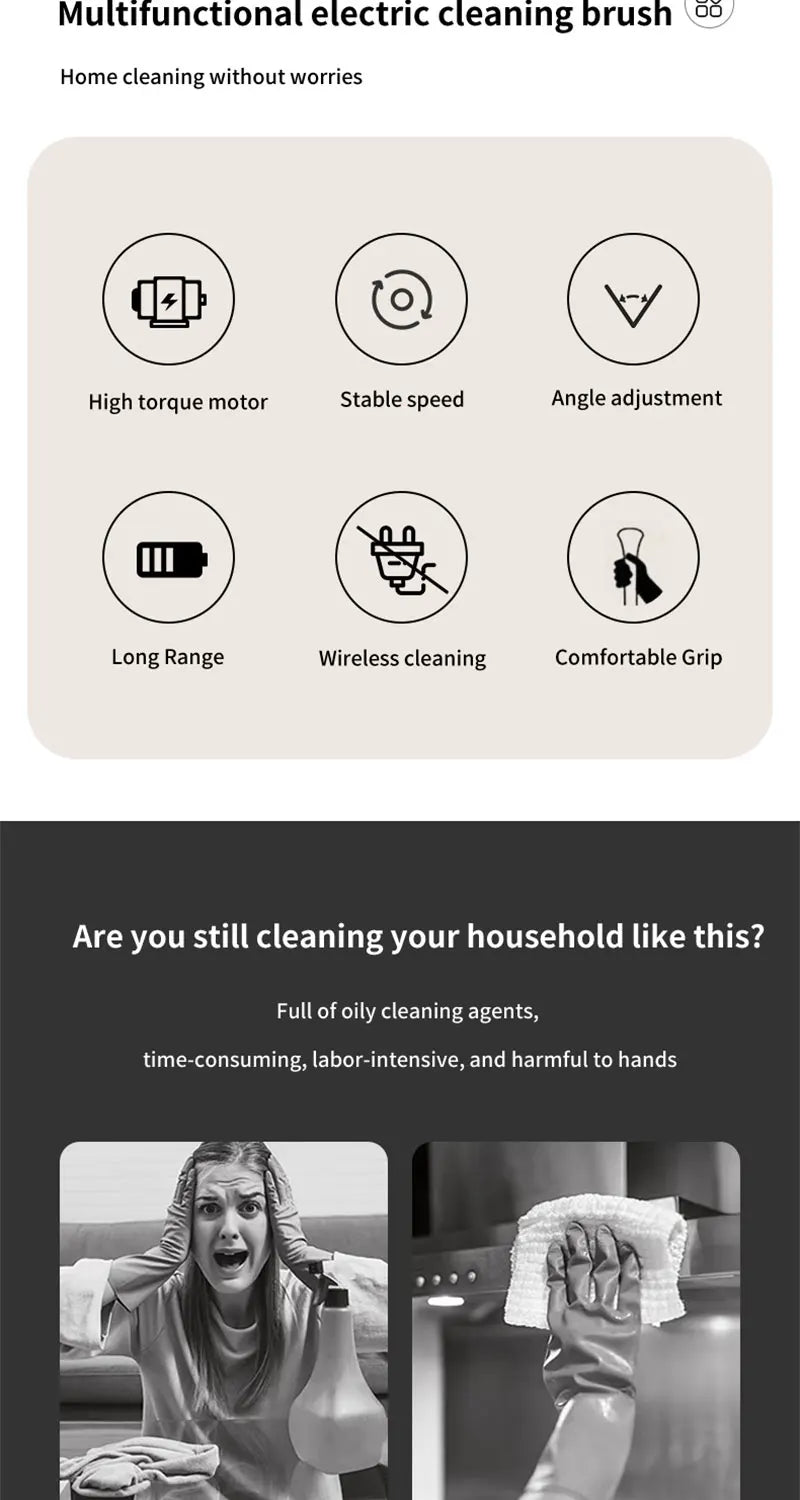 Cordless Spin Scrubber Electric Multipurpose Cleaning Brush for Kitchen Bathroom Toilet - Household Hair Brushes And Mops