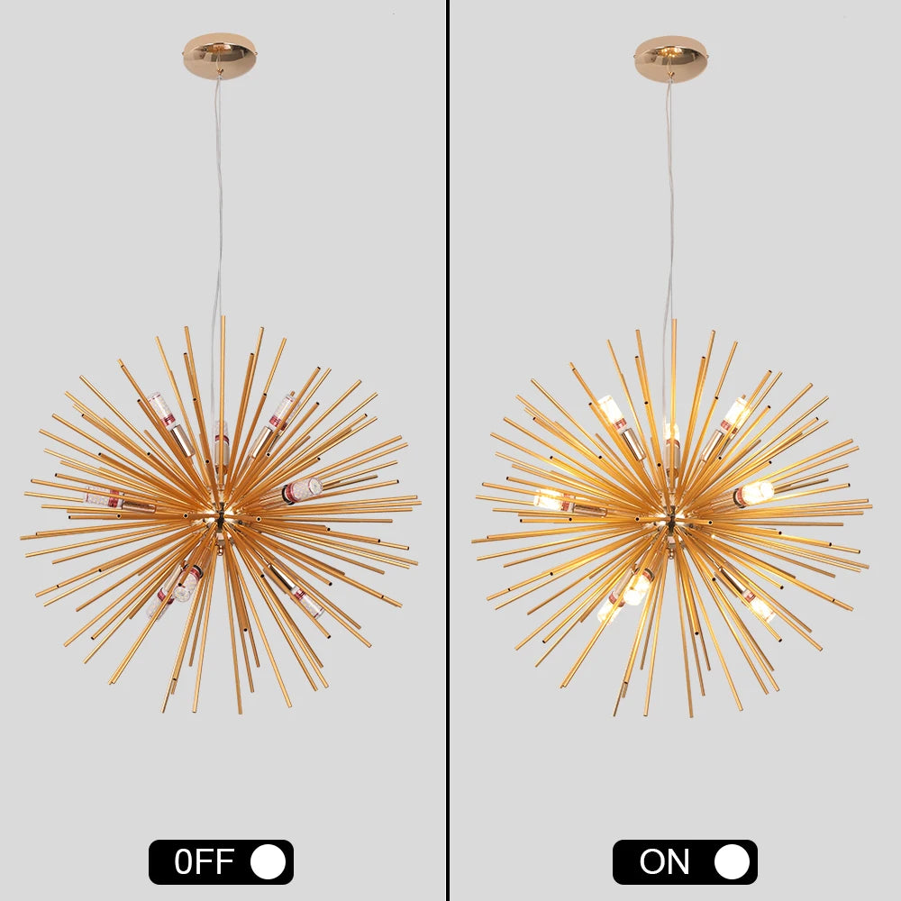 Led Firework Gold Chandelier Modern Pendant Light Ceiling Lamp Dining Room Kitchen Island Nordic Luminaire Home Decor Fixture