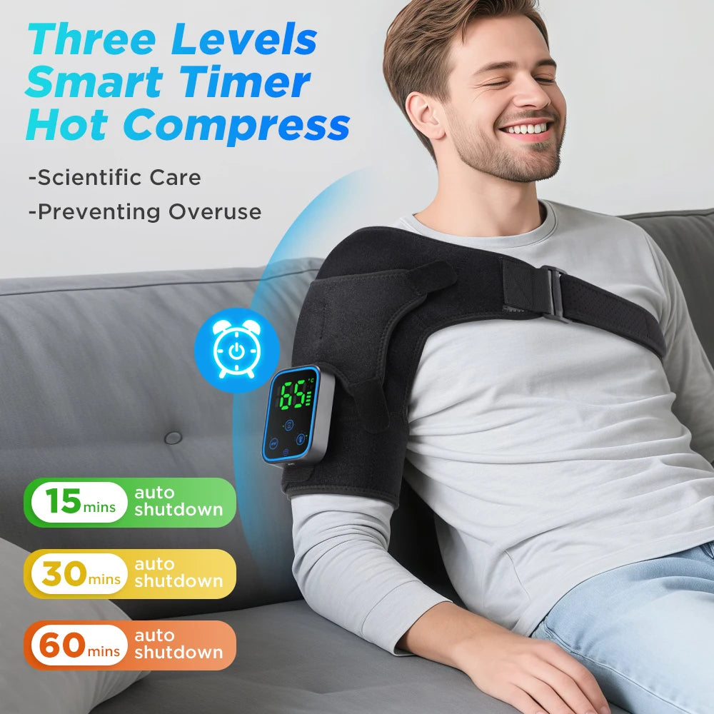 Electric Heating Shoulder Massager Vibration Massage Shoulder Steamer Brace Support Belt Knee Shoulder Muscle Relaxer Heated Pad