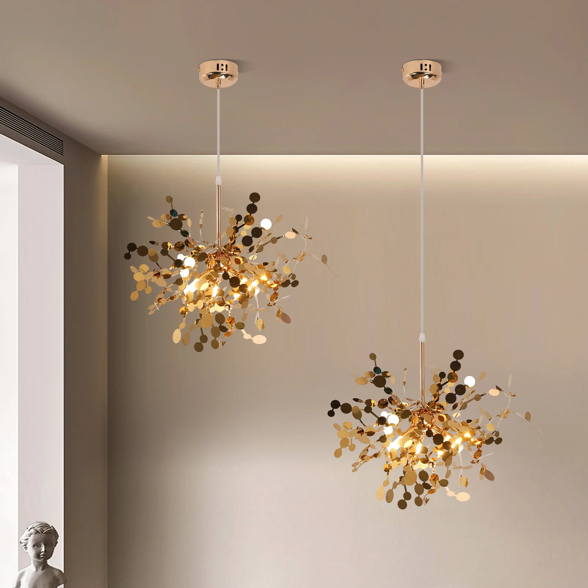 Led Firework Gold Chandelier Modern Pendant Light Ceiling Lamp Dining Room Kitchen Island Nordic Luminaire Home Decor Fixture