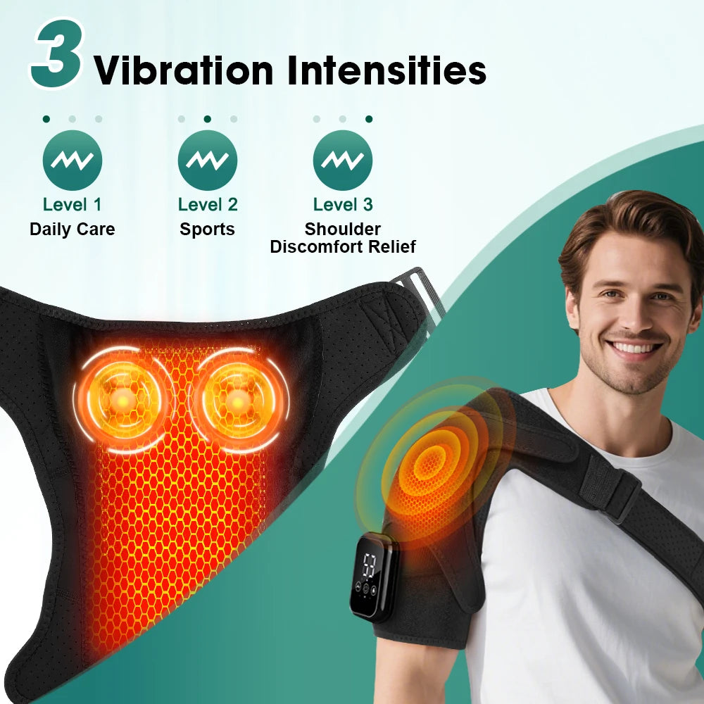 Electric Heating Shoulder Massager Vibration Massage Shoulder Steamer Brace Support Belt Knee Shoulder Muscle Relaxer Heated Pad