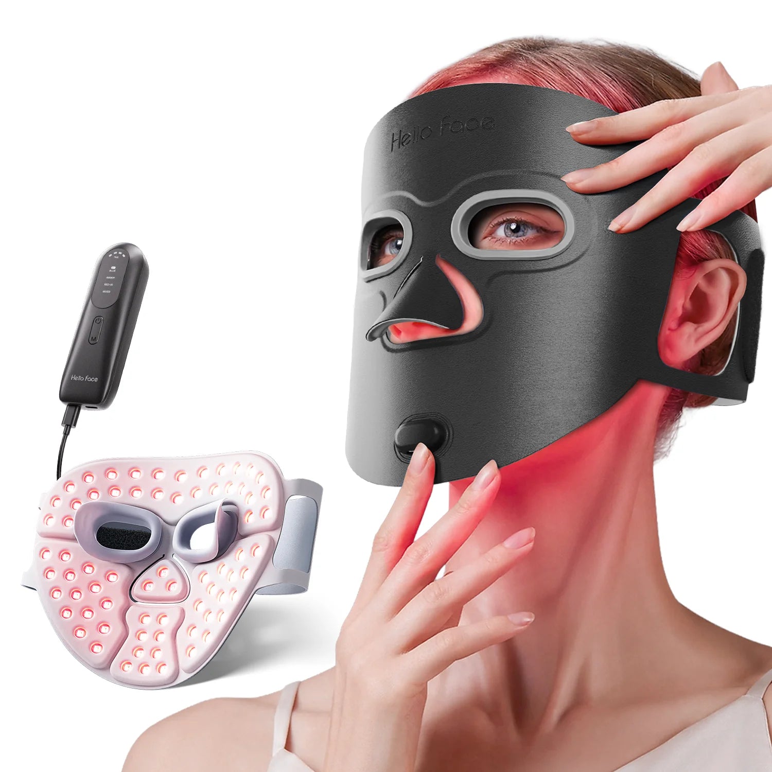 Red Light Therapy for Face Wireless Face Mask Light Therapy 850nm Infrared & Red Light Masks 3000mAh Rechargeable ,3D Facial Fit