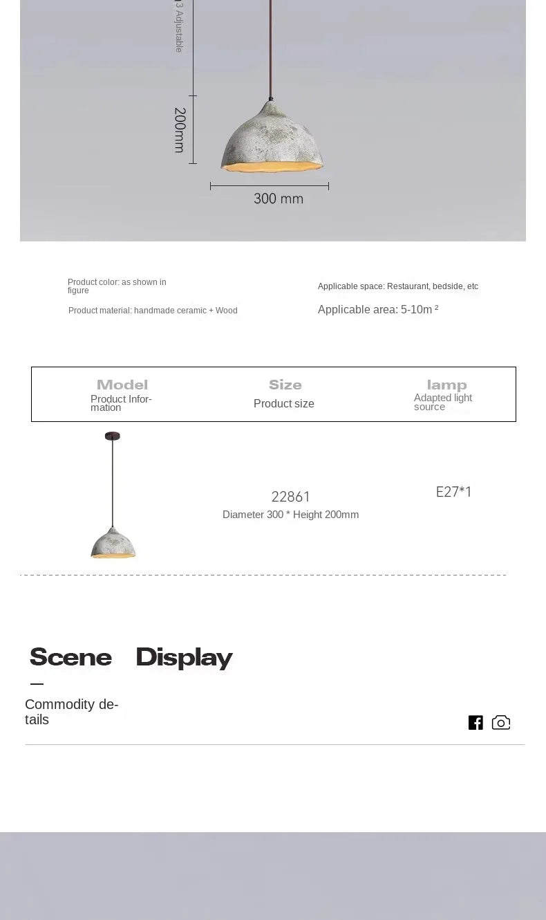 Classical Ceramic Pendant Light Coffee Shop Light Shop Lighting Tea Room Bar Table Lamp Retro LED Wooden Small Chandelier