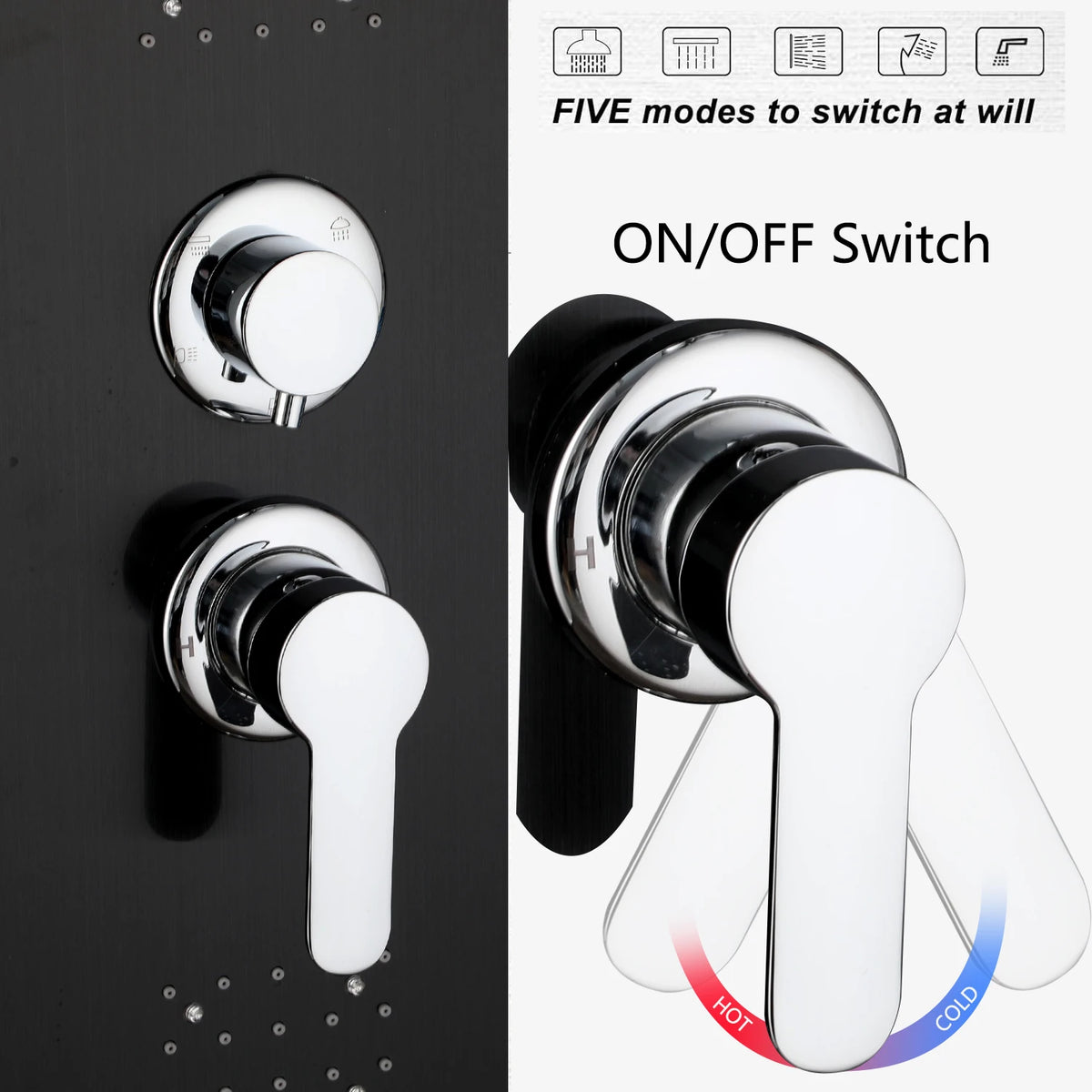 KEMAIDI Shower Panel Bathroom Shower Tower w/ LED Rainfall Waterfall Shower Head Body Massage Jet Shower Tub Spout Shower Column