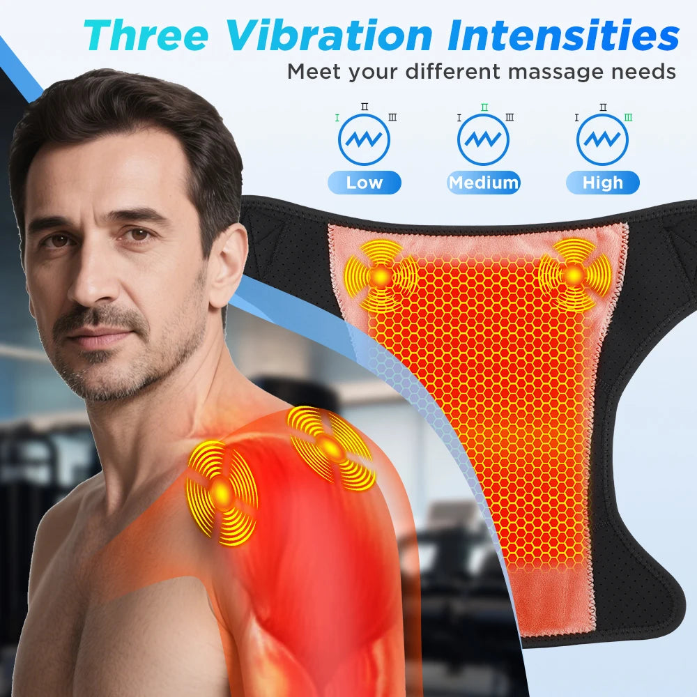 Electric Heating Shoulder Massager Vibration Massage Shoulder Steamer Brace Support Belt Knee Shoulder Muscle Relaxer Heated Pad
