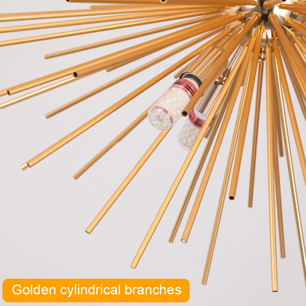Led Firework Gold Chandelier Modern Pendant Light Ceiling Lamp Dining Room Kitchen Island Nordic Luminaire Home Decor Fixture
