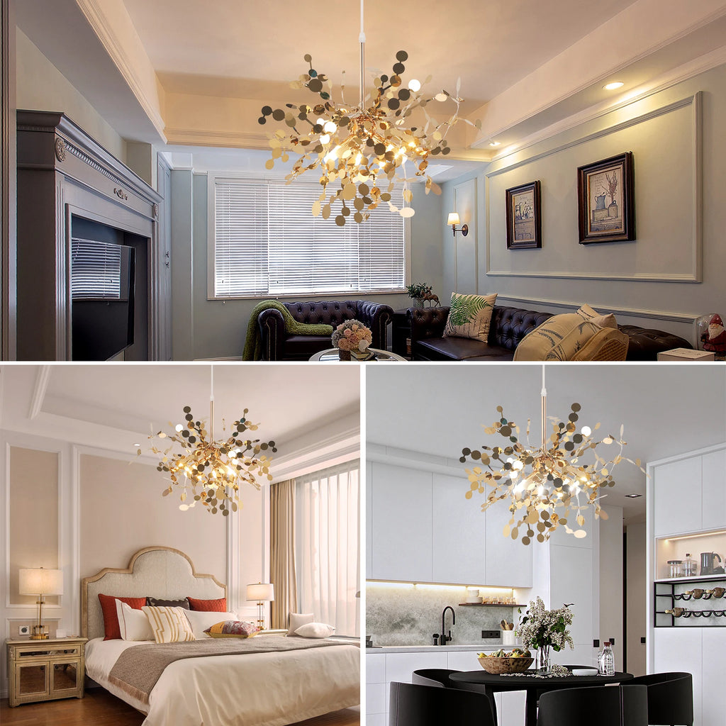 Led Firework Gold Chandelier Modern Pendant Light Ceiling Lamp Dining Room Kitchen Island Nordic Luminaire Home Decor Fixture